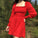 Red Square Neck Homecoming Dresses Selina With Long Sleeve CD4225
