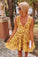 Cute V Neck Yellow Lace Homecoming Dresses Julianna Short Yellow CD4299