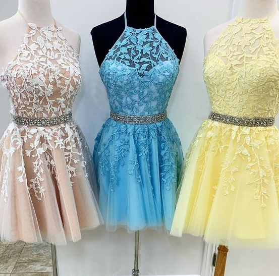 Jewel Up Back Yellow With Appliques Evangeline Lace Homecoming Dresses A Line Beading CD4308