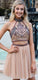 High Neck Embroidery Two Piece Gold With Homecoming Dresses Justice Open Back CD4330