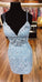 Tight Sky Blue Mayra Homecoming Dresses Short With Double Straps CD4371
