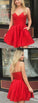 Sexy Red Mini Party Dress Short Red Dress Homecoming Dresses Chaya Cocktail Satin CD437