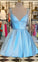 Formal Graduation Party Dresses Spaghetti Gillian Homecoming Dresses Cocktail A Line Straps Blue Party Dresses CD4381