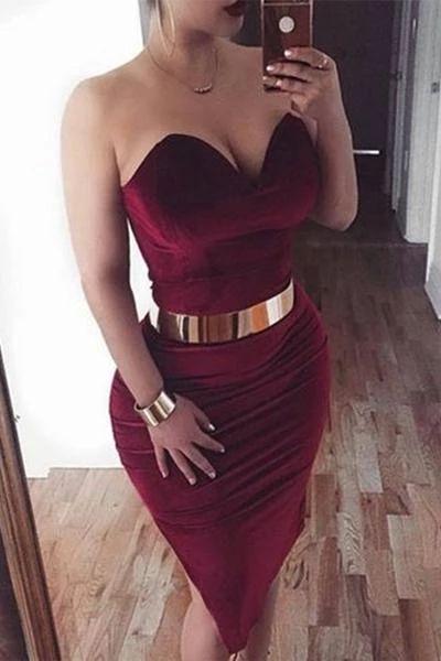 Sexy Burgundy Mermaid Mildred Homecoming Dresses Short Party Dress CD4449