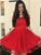 A-Line Off-The-Shoulder Short Red Party Dress Cheap Homecoming Dresses Juliana CD444