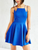 Square Neck Blue Strappy Short Backless Gradutaion Dress Skater Marina Homecoming Dresses Dress CD4700
