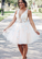 CUTE V NECK TULLE LACE SHORT DRESS TULLE Homecoming Dresses Willa CD4708