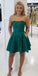 Strapless Short Dark Homecoming Dresses Quintina Green Short CD4712
