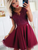 Short Sleeves Homecoming Dresses Kinsley Lace Burgundy CD4729