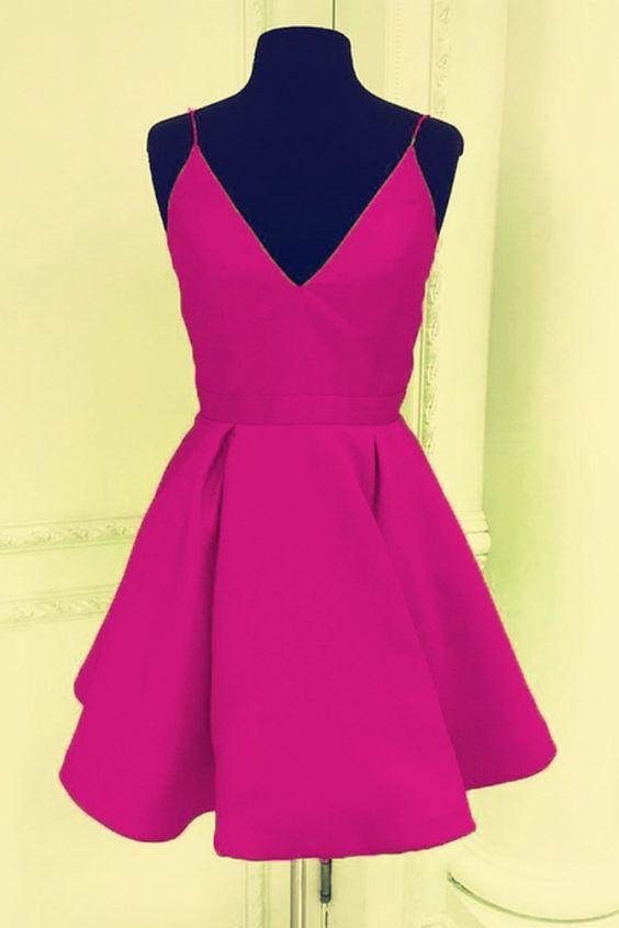 Fuchisa Rose Semi Formal Homecoming Dresses Mikaela Pink Dress CD4755
