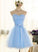 Adorable Light Blue Tulle Homecoming Dresses Hillary With Bow Formal Dress Cute Party CD4838