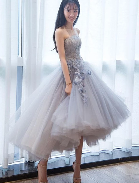 CUTE GRAY TULLE Jane Homecoming Dresses LACE SHORT Party DRESS FOR TEENS CD4963