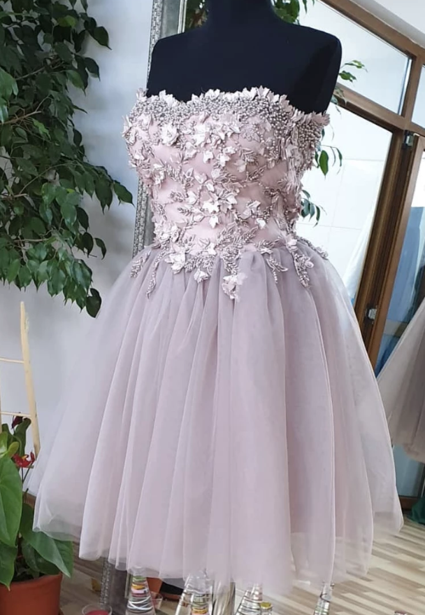 Lace Roselyn Homecoming Dresses Cute Sweetheart Tulle Beads Short Party Dress CD4983