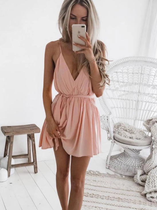 Simple Short Jade Pink Homecoming Dresses Evening Dress CD5035