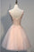 Blush Beaded Backless Kallie Homecoming Dresses Pink Lace Cocktail V-Neck Sweet 16 Dress CD51