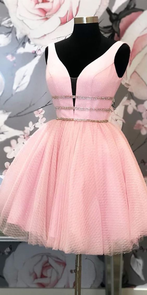 Princess Short Party Dress Tulle Clare Homecoming Dresses Pink CD5188