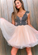 Cute V Neck Tulle Beads Short Party Dress Homecoming Dresses Cristal Tulle CD5192