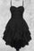 Black Sweetheart A-Line Short Strapless Casual Dresses Chiffon Emilia Homecoming Dresses CD5241