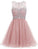 Short A-Line Tulle Featuring Sweetheart Illusion Homecoming Dresses Pink Aimee Crystal Embellished Bodice CD5633