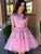 A-Line Jewel Short Tulle Pink Cocktail Persis Homecoming Dresses Dress With Appliques CD564