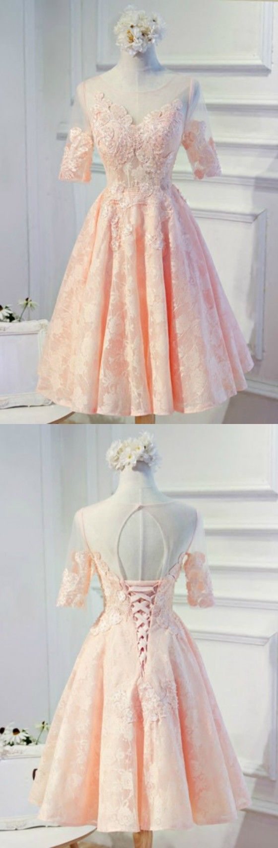Feminine A-Line Scoop Homecoming Dresses Lace Muriel Neck Tea-Length Tulle With Appliques CD5687