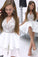 Tori Homecoming Dresses CUTE WHITE V NECK LACE SHORT WHITE LACE COCKTAIL DRESS CD5762
