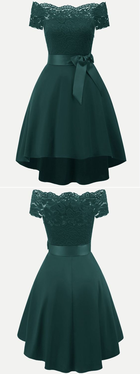 Green High Low Lace Juliette Homecoming Dresses CD5788