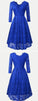 Homecoming Dresses Royal Blue Lace Kimberly 3/4 Sleeve Short CD5789