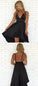 A-Line Spaghetti Straps Deep V-Neck Homecoming Dresses Jaliyah Backless Black CD579