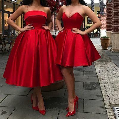 Beautiful Strapless/Sweetheart Homecoming Dresses A Line Amy Red CD6736