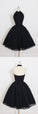 Black Halter Homecoming Dresses Elvira Simple Cheap Short CD75