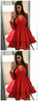 A-Line Long Sleeve Red With Ruffles Homecoming Dresses Kitty CD768