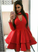 A-Line Long Sleeve Red With Ruffles Homecoming Dresses Kitty CD768