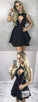 A-Line Jewel Short Black With Keyhole Homecoming Dresses Satin Vera CD776