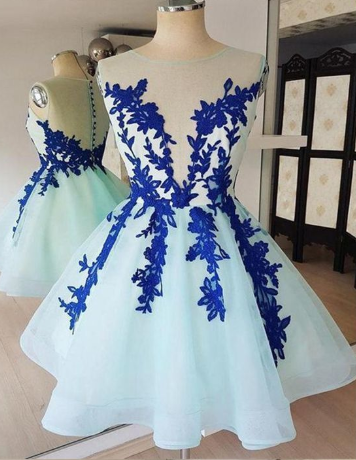 Sleeveless Appliques Cocktail Elianna Homecoming Dresses Lace Tulle Dresses CD830