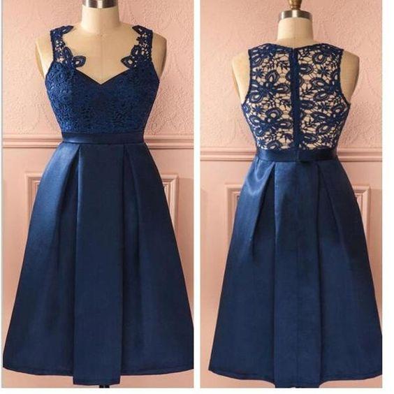 Blue Vintage Simple Unique Style Homecoming Dresses Lace Kimberly CD8378