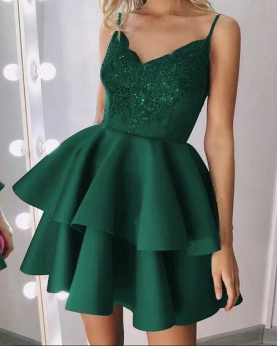 Homecoming Dresses Kaitlin Fashion Green Short With Straps CD8494