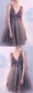 V Neck Short Tulle Frederica Homecoming Dresses Beaded Women Party Dress CD882