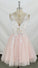 V Chasity Homecoming Dresses Pink Neck Short And White CD8849