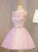 Cute Round Pink Belen Homecoming Dresses Neckline Tulle Party Dress With Flowers Lovely Formal Dress CD9063