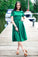 Green Pleated Dress Knee Megan Homecoming Dresses Length Dress Short Sleeved Formal Dress CD9376