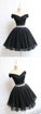Beautiful Cute Charming Black Homecoming Dresses Aracely Tulle V Neck Beaded Short Dress Black CD938
