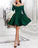 Short Ruffles Satin Mylee Homecoming Dresses With Velvet Sleeves CD94