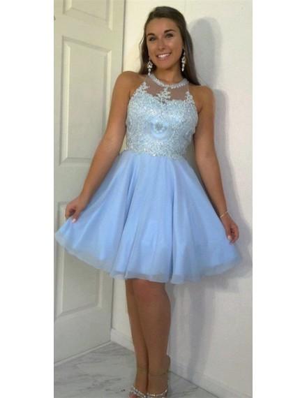 Light Blue Cute Aliyah Homecoming Dresses Fashion Girl Dress CD9420
