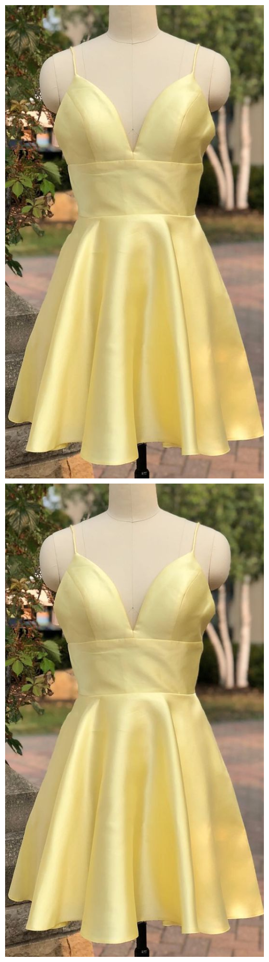 Homecoming Dresses Chelsea Light Yellow Cute Short Party Dress CD964