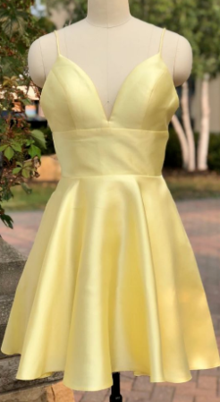 Homecoming Dresses Chelsea Light Yellow Cute Short Party Dress CD964