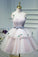 Cute Spaghetti Straps Ball Gown Tulle Pink Homecoming Dresses Nayeli Short Flowers Dance Dresses CD9647