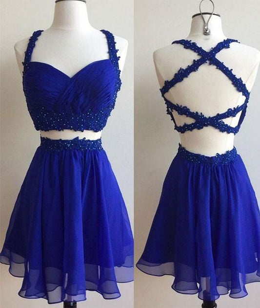 Blue Dress Cute Homecoming Dresses Tara Two Piece CD99