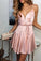 Sexy Pink Homecoming Dresses Sophie V Neck Short CD9937