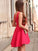 A-Line/Princess V-Neck Ruffles Homecoming Dresses Brittany Satin Sleeveless Short/Mini Dresses